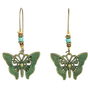 Boho Festival Butterfly Turquoise Bead Earrings